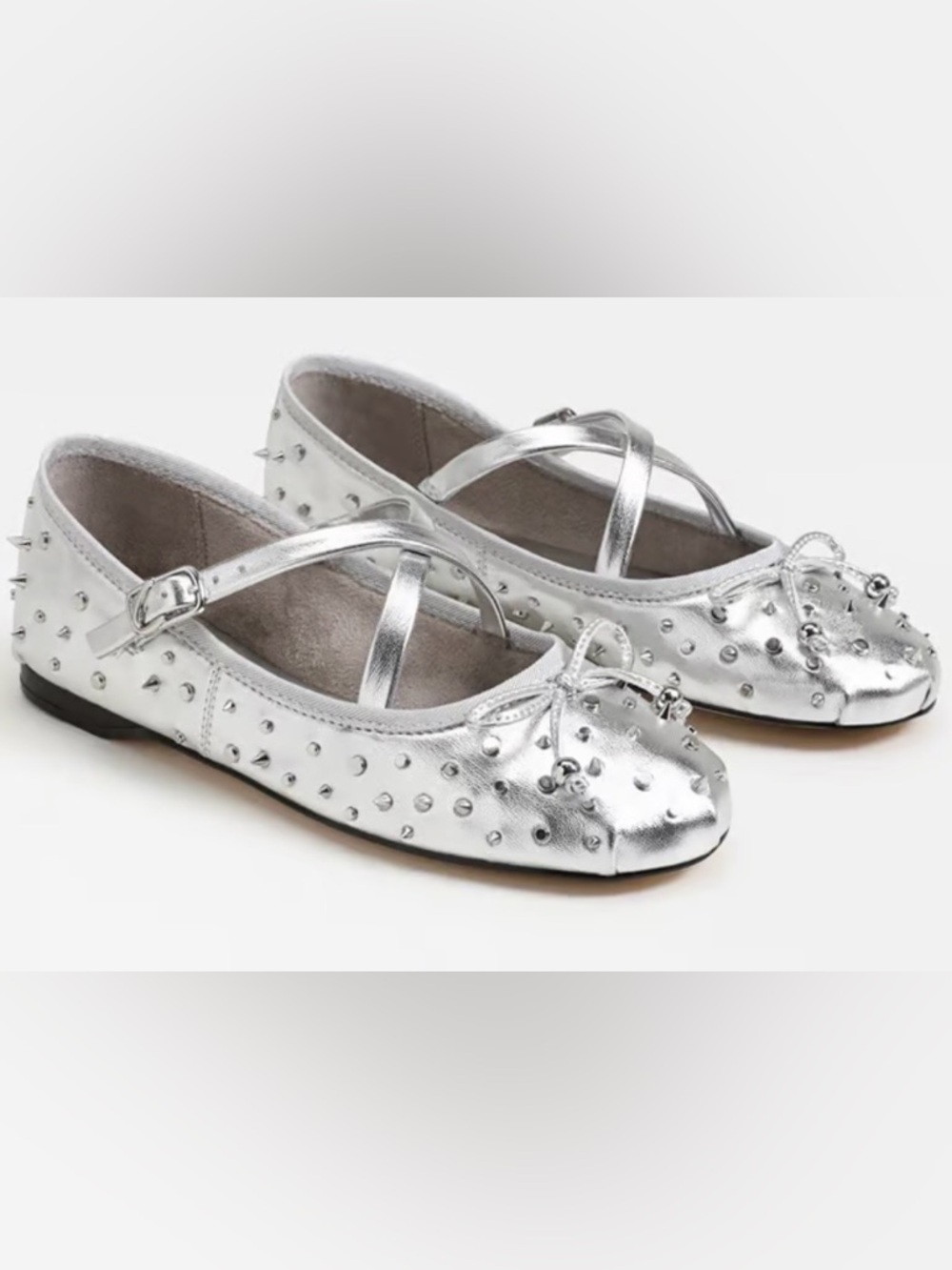 Sam Edelman Circus NY Zuri Silver Studded Ballet Flats with Crisscross Strap
